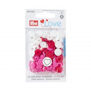 Prym Love Druckknopf Color Herz 12,4 mm rot/weiß/pink