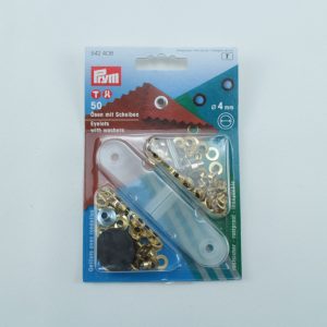 Prym Ösen und Scheiben MS 4,0 mm goldfarbig