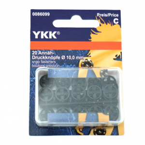 YKK Annäh-Druckknöpfe Kunststoff 10mm transparent oder schwarz