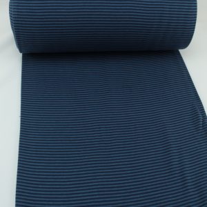 Bündchen Meterware Bündchenstoff blau mit Streifen marine