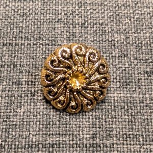 Zierknopf goldfarben aus Metall – florales Ornamentdesign – 15 mm oder 20 mm Durchmesser 10 Stück